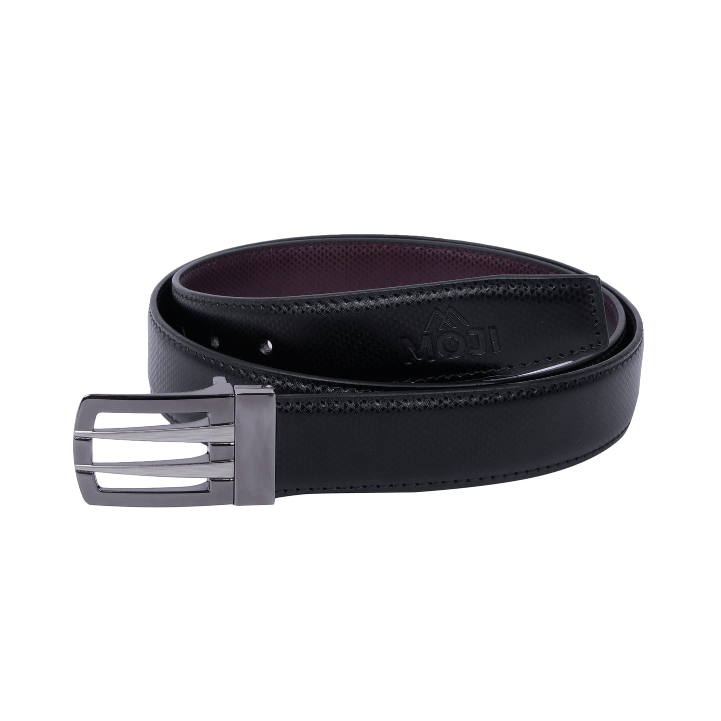 MOJI Men's Reversible Vegan Leather Belt (Textured) | Formal & Casual