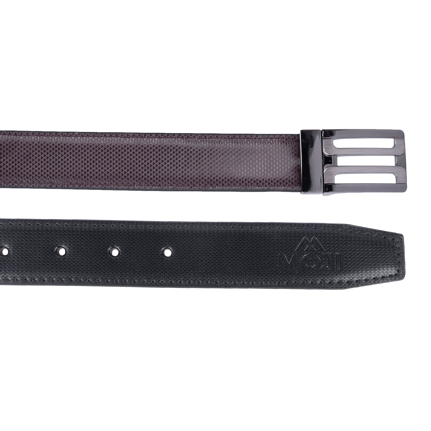 MOJI Men's Reversible Vegan Leather Belt (Textured) | Formal & Casual