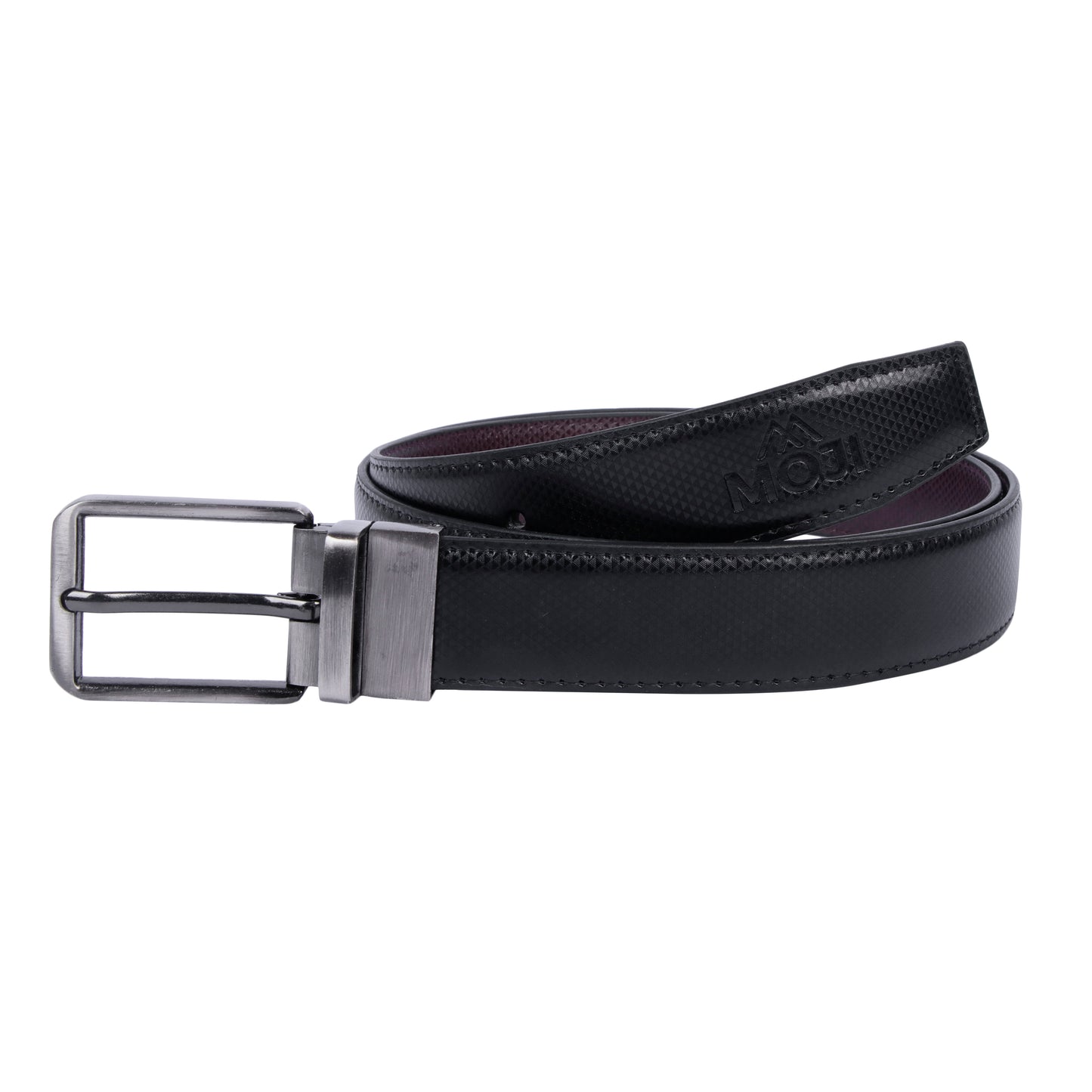 MOJI Men's Reversible Vegan Leather Belt (Textured) | Formal & Casual