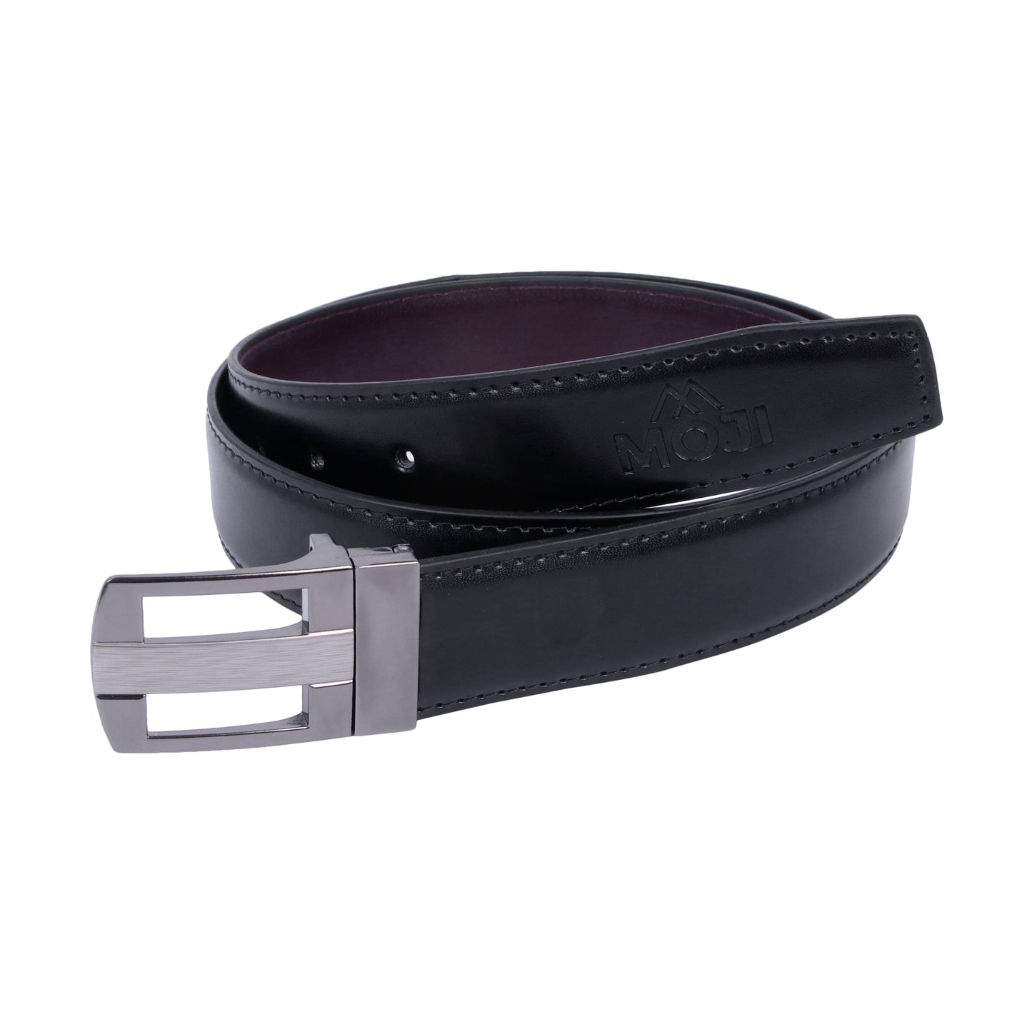 MOJI Men's Reversible Vegan Leather Belt (Plain) | Formal & Casual