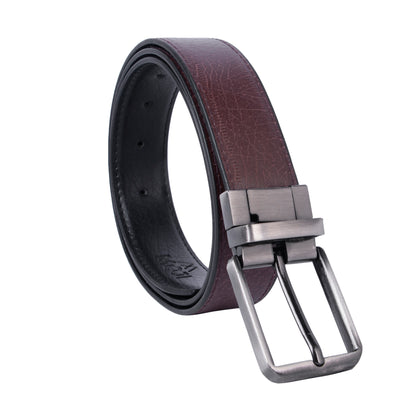 MOJI Men's Reversible Vegan Leather Belt (Textured) | Formal & Casual